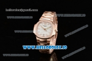 Patek Philippe Nautilus Miyota 9015 Automatic Rose Gold Case White Dial With Stick Markers Rose Gold Bracelet