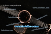 Patek Philippe Calatrava Miyota OS2035 Quartz Rose Gold Case with Rose Gold Arabic Numeral Markers and Black Dial