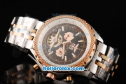 Breitling For Bentley Motors Automatic Movement Honeycomb Bezel with Black Dial and Steel Case-Two Tone Strap