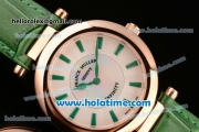 Franck Muller Ronde Miyota Quartz Rose Gold Case with Green Leather Bracelet White Dial and Green Stick Markers