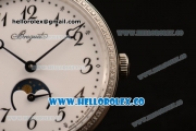Breguet Classique Miyota 9015 Automatic Steel Case with White Dial Black Leather Strap and Diamonds Bezel