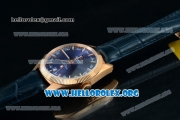 Omega Globemaster Annual Calendar Miyota 9015 Automatic Rose Gold Case with Blue Dial and Blue Leather Strap (AAAF)