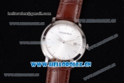 Audemars Piguet Jules Audemars Clone AP Calibre 3120 Automatic Steel Case with Silver Dial Stick Markers and Brown Leather Strap - 1:1 Original (EF)