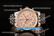 Breitling Montbrillant Chronograph Quartz Movement Silver Case with Beige Dial and Silver Stick Marker-SSband Breitling Montbrillant Chronograph Quartz Movement Silver Case with Beige Dial and Silver Stick Marker-SSband