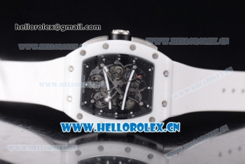 Richard Mille RM 038 Miyota 9015 Automatic Steel Case with Skeleton Dial Dot Markers White Rubber Strap and White Ceramic Bezel