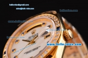Rolex Day-Date 2813 Automatic Gold Case with White Dail and Diamond Bezel ETA Coating