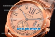 Cartier Calibre De Swiss ETA 2824 Automatic Rose Gold Case with Black Roman Numeral Markers and Rose Gold Dial