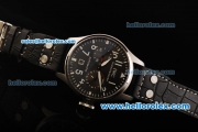 IWC Big Pilot Swiss Valjoux 7750 Automatic Movement Steel Case with White Markers and Black Leather Strap