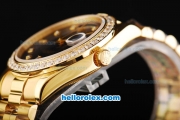 Rolex Day Date II Automatic Movement Full Gold with Diamond Bezel-Blue Dial and Diamond Markers