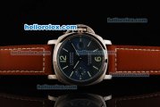 Panerai Luminor Marina Pam 104 Automatic Movement Steel Case with Blue Dial and Brown Leather Strap