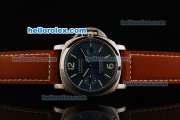 Panerai Luminor Marina Pam 104 Automatic Movement Steel Case with Blue Dial and Brown Leather Strap