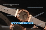 Hublot Classic Fusion 9015 Auto Rose Gold Case with Grey Dial and Grey Leather Strap