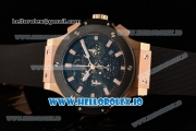 Hublot Aero Bang Chrono Swiss Valjoux 7750 Automatic Rose Gold/PVD Case Black Dial With Stick Markers Black Rubberr Strap