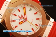 Hublot Big Bang Miyota Automatic Rose Gold Case with White Dial and Red Rubber Strap-Lady Size