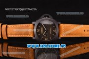 Panerai Luminor Marina 1950 3 Days PAM 386 Clone P.9000 Automatic PVD Case with Black Dial Brown Leather Strap and Stick/Numeral Markers - 1:1 Original