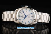 Omega Seamaster Automatic Movement Steel Case with Blue Stick Marking-White Dial