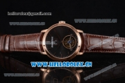 Audemars Piguet Jules Audemars Tourbillon Swiss Tourbillon Manual Winding Rose Gold Case with Black Dial Stick Markers and Brown Leather Strap (FT)