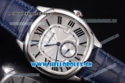 Cartier Drive de Cartier Asia ST16 Automatic Steel Case with Silver Dial Roman Numeral Markers and Blue Leather Strap