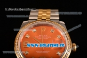 Rolex Datejust Asia Automatic Yellow Gold/Steel Case with Diamonds Bezel Red Dial and Diamonds Markers (BP)