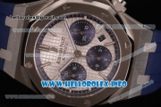 Audemars Piguet Royal Oak QE II CUP 2015 Limited Edition Chrono Swiss Valjoux 7750 Automatic Steel Case with White Dial Stick Markers and Blue Rubber Strap (EF)