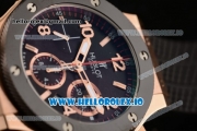 Hublot Big Bang Evolution Chrono Swiss Valjoux 7750 Automatic Rose Gold/PVD Case Black Dial With Stick/Arabic Numeral Markers Black Rubber Strap