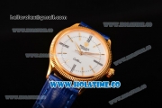 Rolex Cellini Time Asia 2813 Automatic Yellow Gold Case White Dial Blue Leather Strap and Stick/Roman Numeral Markers