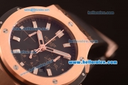 Hublot Big Bang Chronograph Hub 4100 Rose Gold Case with Black Dial and Black Rubber Strap 1:1