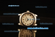 Rolex Cellini Swiss Quartz Steel Case with White Dial and Black Leather Strap-Lady Size