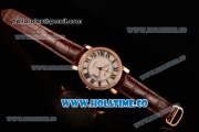 Cartier Rotonde De Miyota Quartz Rose Gold Case with White Dial Diamonds Bezel and Roman Numeral Markers