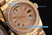 Rolex Masterpiece Swiss ETA 2836 Automatic Full Gold with Diamond Bezel and Diamond Dial