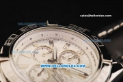 Breitling Chronomat B01 Chronograph Miyota Quartz Movement Beige Dial with Silver Markers and Black Leather Strap