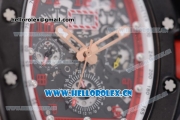 Richard Mille RM011-FM Asia ST25 Automatic PVD Case with Skeleton Dial Arabic Numeral Markers and Red Rubber Strap White Inner Bezel