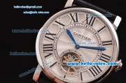 Cartier Rotonde De Tourbillon ST22 Automatic Steel Case with White Dial and Black Leather Strap