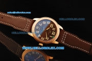 IWC Pilot's Watch Asia Manual Winding Movement Rose Gold Case with Brown Dial and Brown Leather Strap