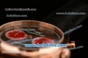 IWC Portuguese Chrono Miyota OS20 Quartz Rose Gold Case with Grey Dial Numeral Markers and Black Leather Bracelet