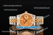 Rolex Datejust Swiss ETA 2836 Automatic Two Tone Case with Diamonds Bezel Gold Dial and Diamonds Markers (BP)