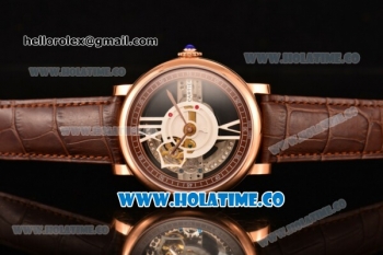 Cartier Rotonde De Cartier Asia Automatic Rose Gold Case with Black Skeleton Dial and Brown Inner Bezel