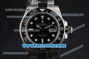 Rolex GMT-Master II Clone Rolex 3186 Automatic Stainless Steel Case/Bracelet with Black Dial and Dot Markers Black Bezel (BP)
