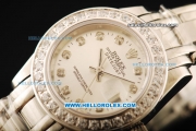 Rolex Datejust Automatic Movement ETA Coating Case with Silver Dial and Diamond Bezel-Lady Model