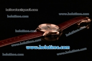 Omega De Ville Co-Axial Swiss ETA 2836 Automatic Rose Gold Case and Brown Leather Strap with White Dial