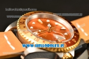 Rolex GMT-Master II Vintage 2813 Auto With Leather Strap Brown Dial And Brown Bezel Two Tone