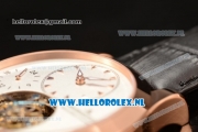 Jaeger-LECoultre Master Tourbillon Manual Winding Rose Gold Case with White Dial and Black Leather Strap