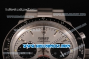 Rolex Daytona Vintage Chrono Miyota OS20 Quartz Steel Case/Bracelet with Stick Markers and Silver Dial