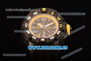 Richard Mille RM028 Swiss Valjoux 7750 Automatic PVD Case with Skeleton Dial and Black Rubber Strap - Yellow Inner Bezel