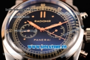 Panerai Radiomir 1940 Chronograph ORO Branco PAM 520 Asia Automatic Steel Case with Black Dial Dot Markers and Brown Rubber Strap