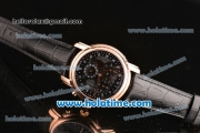 Vacheron Constantin Malte Asia ST25 Automatic Rose Gold Case with Black Leather Strap and Black Dial