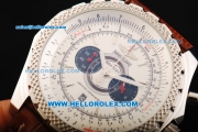 Breitling Bentley Supersports Chronograph Miyota Quartz Movement Steel Case with White Dial and Brown Leather Strap