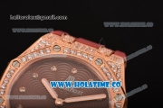 Audemars Piguet Royal Oak Lady Swiss Quartz Rose Gold/Diamonds Case with Diamonds Markers and Brown Dial (EF)