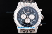 Breitling Navitimer Quartz Movement Silver Case with Black Dial and SS Strap-Number Markers