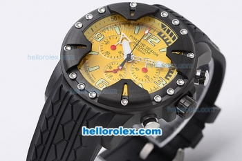 Porsche Design Indicator Quartz Movement PVD Case and Bezel with Yellow Dial